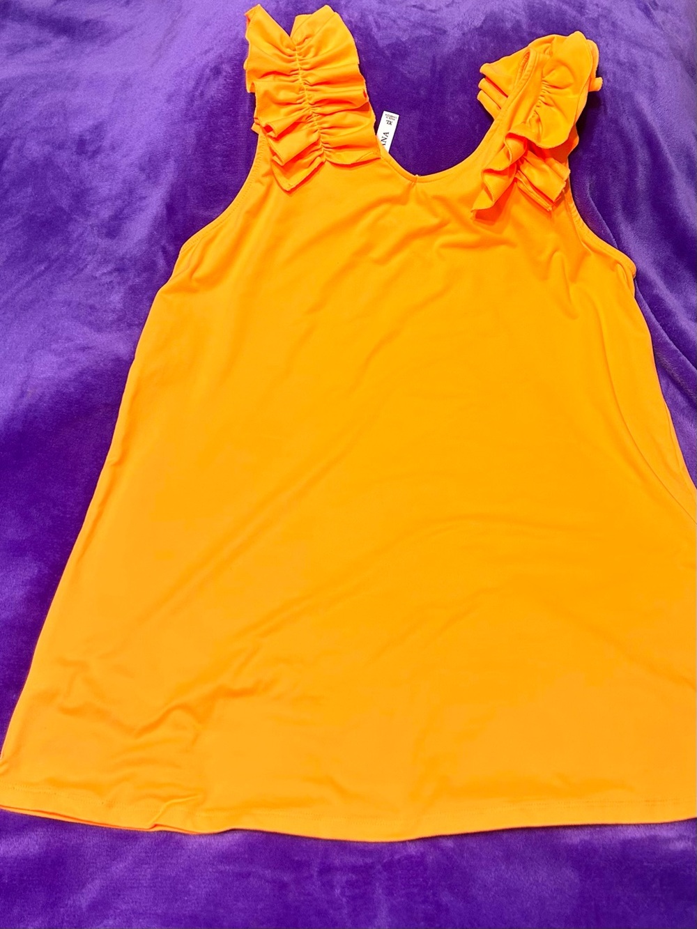 Zenana Outfitters Orange Ruffle Strap Tank Top
